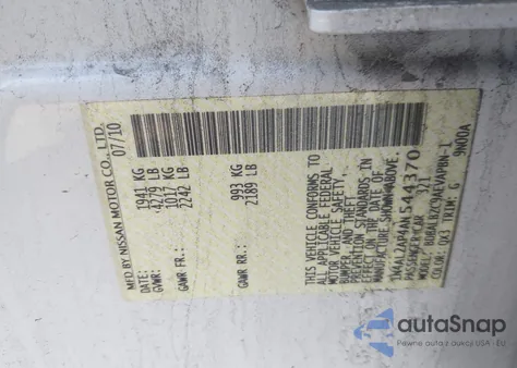 2010 Nissan Altima 2.5 S from USA, damaged, VIN 1N4AL2AP4AN544370